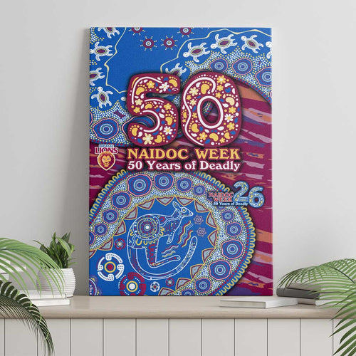 Brisbane Lions NAIDOC Week 2026 Canvas Wall Art Australian Aboriginal Dot Art Dreamtime Pattern Style