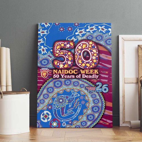 Brisbane Lions NAIDOC Week 2026 Canvas Wall Art Australian Aboriginal Dot Art Dreamtime Pattern Style
