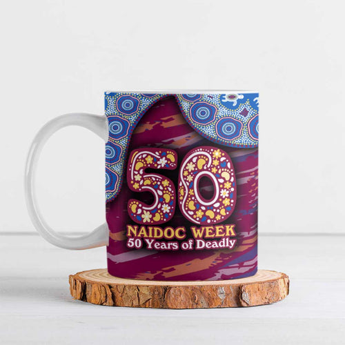 Brisbane Lions NAIDOC Week 2026 Ceramic Mug Australian Aboriginal Dot Art Dreamtime Pattern Style