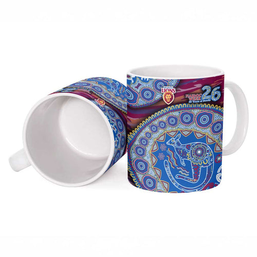 Brisbane Lions NAIDOC Week 2026 Ceramic Mug Australian Aboriginal Dot Art Dreamtime Pattern Style