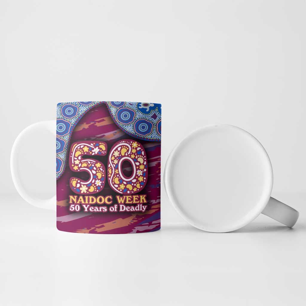 Brisbane Lions NAIDOC Week 2026 Ceramic Mug Australian Aboriginal Dot Art Dreamtime Pattern Style