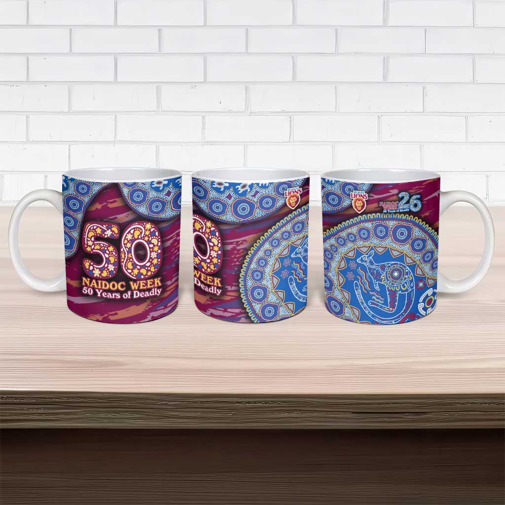 Brisbane Lions NAIDOC Week 2026 Ceramic Mug Australian Aboriginal Dot Art Dreamtime Pattern Style