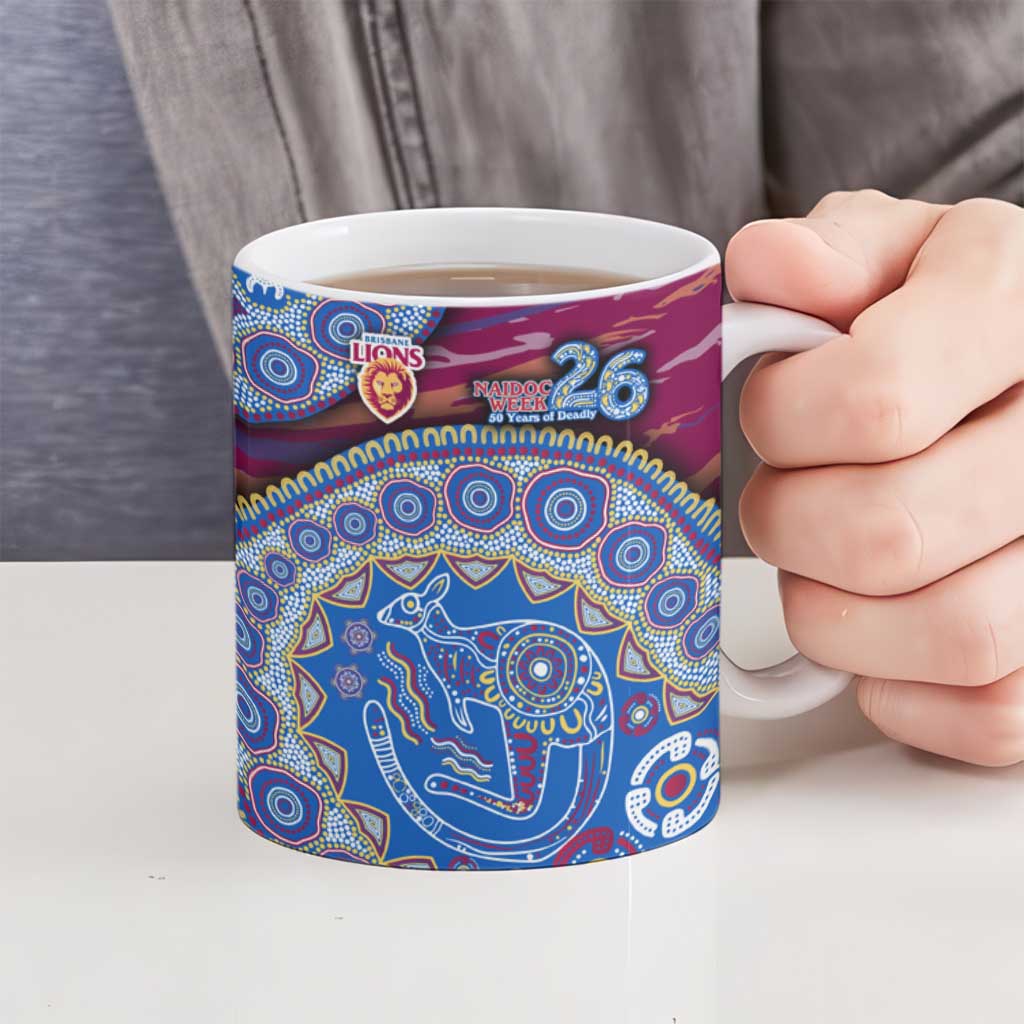 Brisbane Lions NAIDOC Week 2026 Ceramic Mug Australian Aboriginal Dot Art Dreamtime Pattern Style