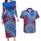 Brisbane Lions NAIDOC Week 2026 Couples Matching Long Sleeve Bodycon Dress and Hawaiian Shirt Australian Aboriginal Dot Art Dreamtime Pattern Style