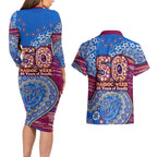 Brisbane Lions NAIDOC Week 2026 Couples Matching Long Sleeve Bodycon Dress and Hawaiian Shirt Australian Aboriginal Dot Art Dreamtime Pattern Style