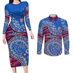 Brisbane Lions NAIDOC Week 2026 Couples Matching Long Sleeve Bodycon Dress and Long Sleeve Button Shirt Australian Aboriginal Dot Art Dreamtime Pattern Style