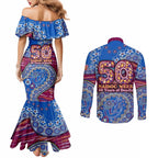 Brisbane Lions NAIDOC Week 2026 Couples Matching Mermaid Dress and Long Sleeve Button Shirt Australian Aboriginal Dot Art Dreamtime Pattern Style