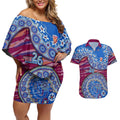 Brisbane Lions NAIDOC Week 2026 Couples Matching Off Shoulder Short Dress and Hawaiian Shirt Australian Aboriginal Dot Art Dreamtime Pattern Style