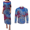 Brisbane Lions NAIDOC Week 2026 Couples Matching Puletasi and Long Sleeve Button Shirt Australian Aboriginal Dot Art Dreamtime Pattern Style