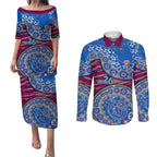 Brisbane Lions NAIDOC Week 2026 Couples Matching Puletasi and Long Sleeve Button Shirt Australian Aboriginal Dot Art Dreamtime Pattern Style