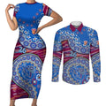 Brisbane Lions NAIDOC Week 2026 Couples Matching Short Sleeve Bodycon Dress and Long Sleeve Button Shirt Australian Aboriginal Dot Art Dreamtime Pattern Style