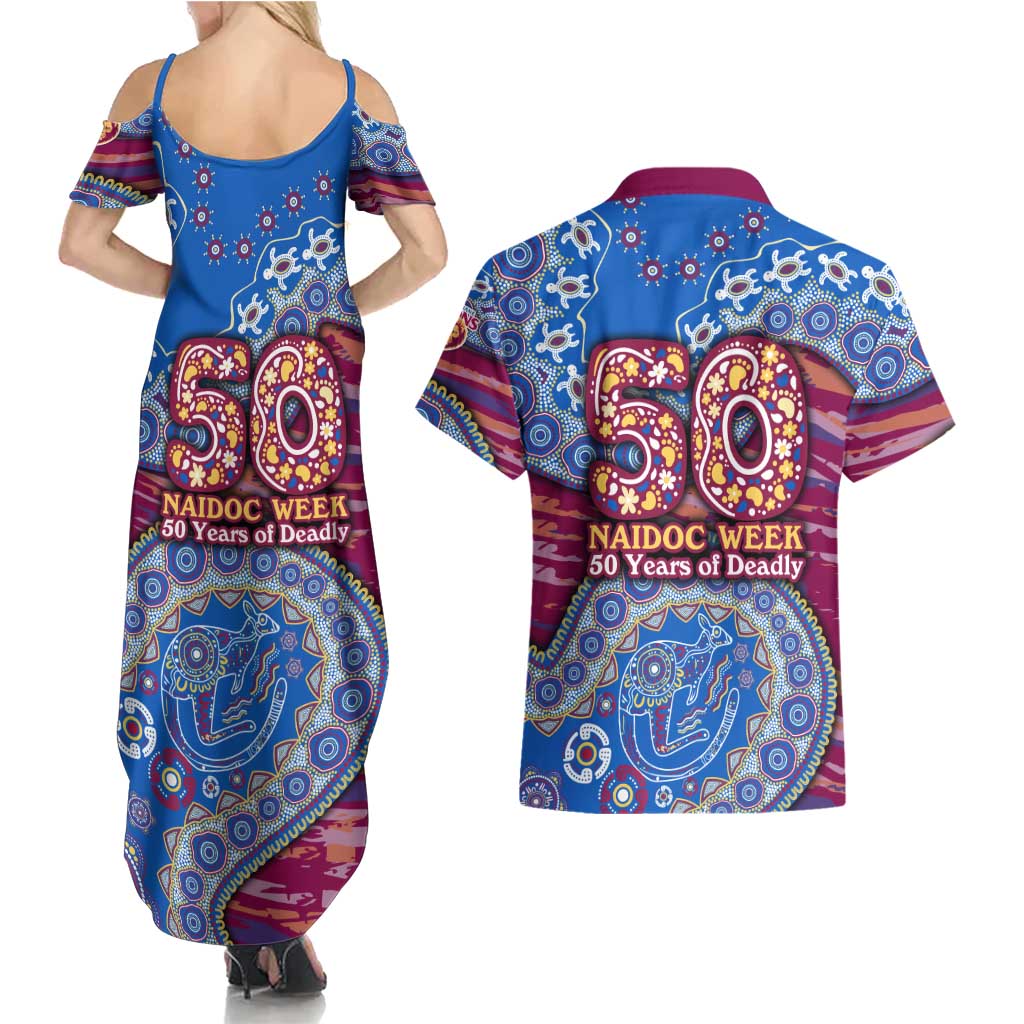 Brisbane Lions NAIDOC Week 2026 Couples Matching Summer Maxi Dress and Hawaiian Shirt Australian Aboriginal Dot Art Dreamtime Pattern Style