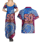 Brisbane Lions NAIDOC Week 2026 Couples Matching Summer Maxi Dress and Hawaiian Shirt Australian Aboriginal Dot Art Dreamtime Pattern Style