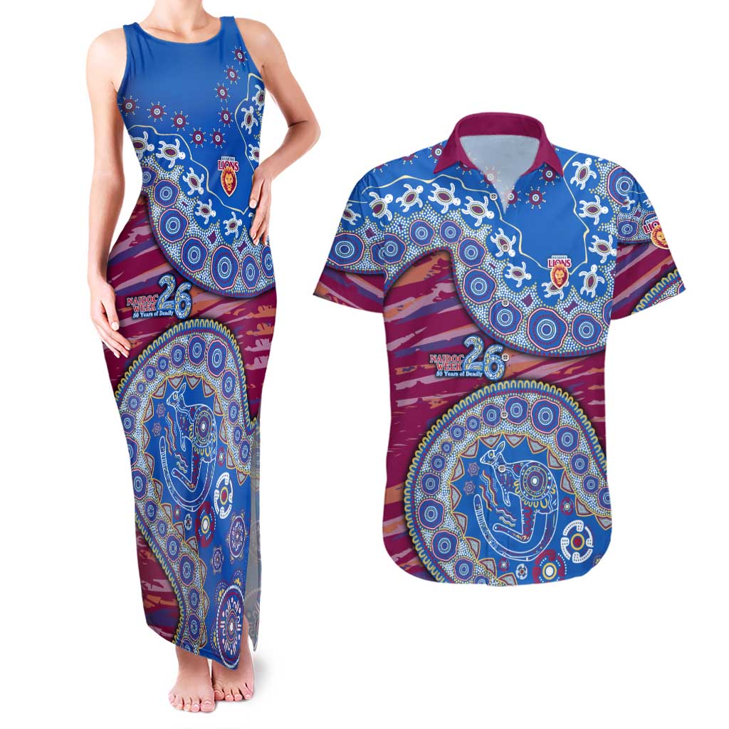 Brisbane Lions NAIDOC Week 2026 Couples Matching Tank Maxi Dress and Hawaiian Shirt Australian Aboriginal Dot Art Dreamtime Pattern Style