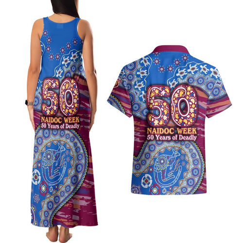 Brisbane Lions NAIDOC Week 2026 Couples Matching Tank Maxi Dress and Hawaiian Shirt Australian Aboriginal Dot Art Dreamtime Pattern Style