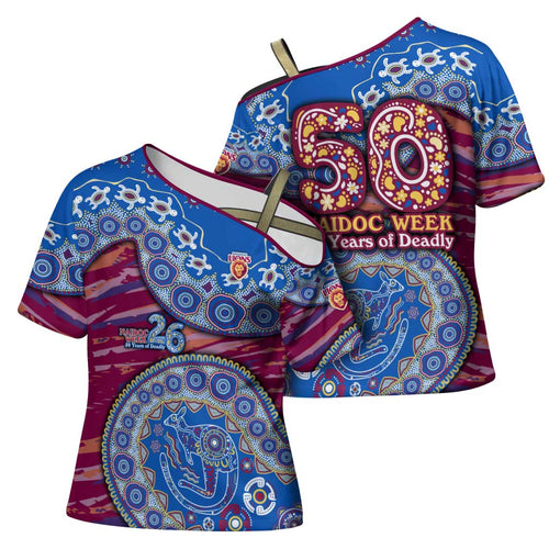Brisbane Lions NAIDOC Week 2026 Cross Shoulder Shirt Australian Aboriginal Dot Art Dreamtime Pattern Style