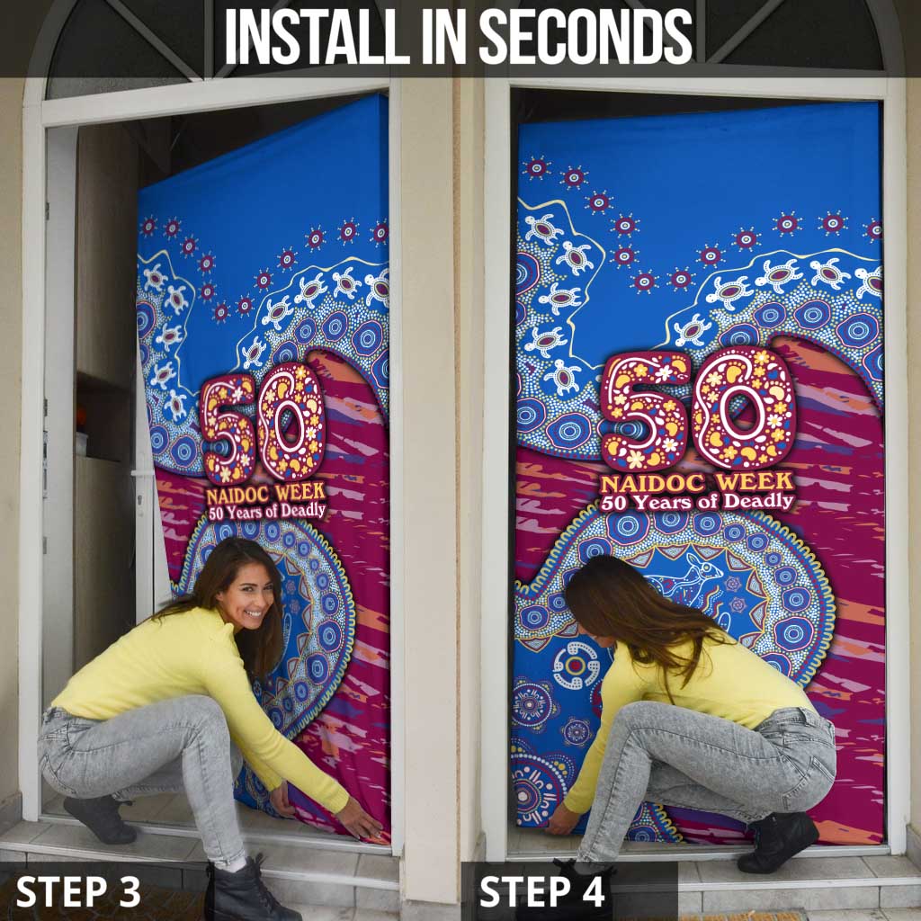 Brisbane Lions NAIDOC Week 2026 Door Cover Australian Aboriginal Dot Art Dreamtime Pattern Style