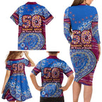 Brisbane Lions NAIDOC Week 2026 Family Matching Long Sleeve Bodycon Dress and Hawaiian Shirt Australian Aboriginal Dot Art Dreamtime Pattern Style