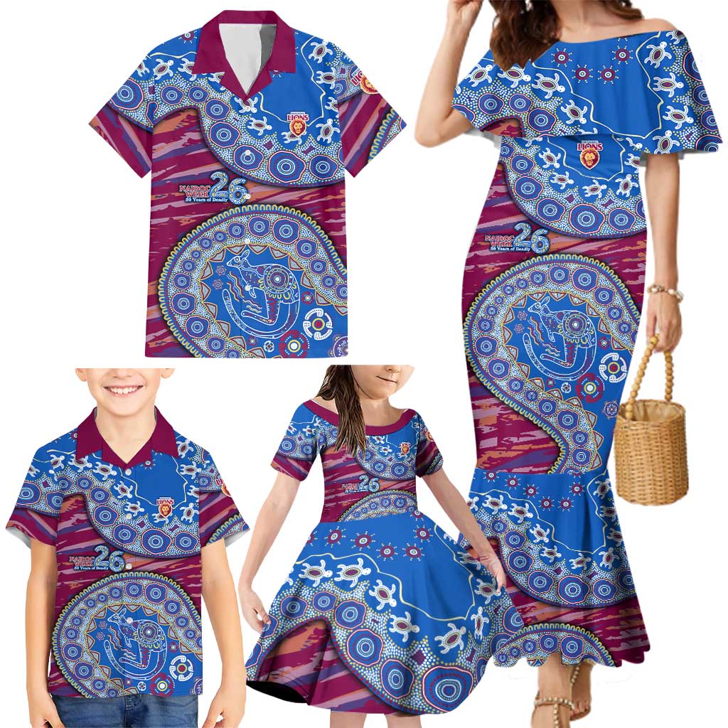 Brisbane Lions NAIDOC Week 2026 Family Matching Mermaid Dress and Hawaiian Shirt Australian Aboriginal Dot Art Dreamtime Pattern Style