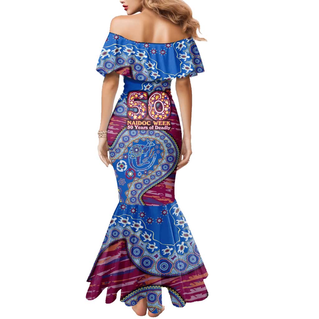 Brisbane Lions NAIDOC Week 2026 Family Matching Mermaid Dress and Hawaiian Shirt Australian Aboriginal Dot Art Dreamtime Pattern Style