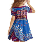 Brisbane Lions NAIDOC Week 2026 Family Matching Off The Shoulder Long Sleeve Dress and Hawaiian Shirt Australian Aboriginal Dot Art Dreamtime Pattern Style