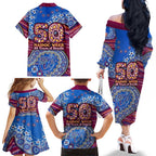 Brisbane Lions NAIDOC Week 2026 Family Matching Off The Shoulder Long Sleeve Dress and Hawaiian Shirt Australian Aboriginal Dot Art Dreamtime Pattern Style