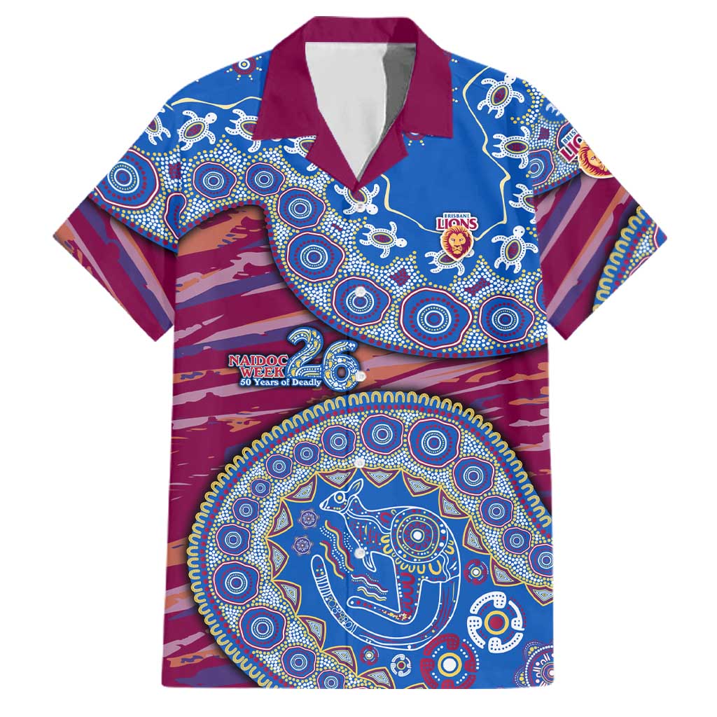 Brisbane Lions NAIDOC Week 2026 Family Matching Off The Shoulder Long Sleeve Dress and Hawaiian Shirt Australian Aboriginal Dot Art Dreamtime Pattern Style