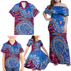 Brisbane Lions NAIDOC Week 2026 Family Matching Off Shoulder Maxi Dress and Hawaiian Shirt Australian Aboriginal Dot Art Dreamtime Pattern Style