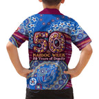 Brisbane Lions NAIDOC Week 2026 Family Matching Off Shoulder Maxi Dress and Hawaiian Shirt Australian Aboriginal Dot Art Dreamtime Pattern Style