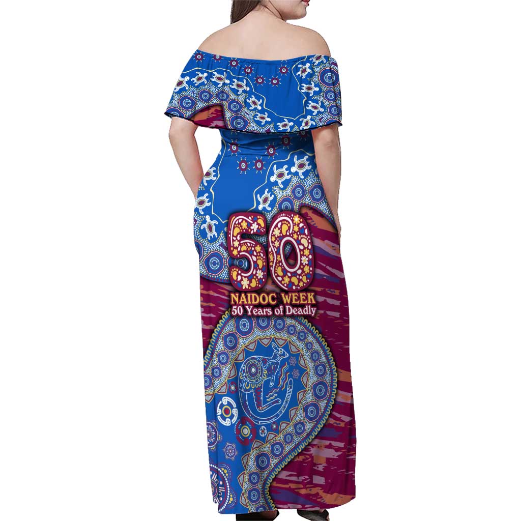 Brisbane Lions NAIDOC Week 2026 Family Matching Off Shoulder Maxi Dress and Hawaiian Shirt Australian Aboriginal Dot Art Dreamtime Pattern Style
