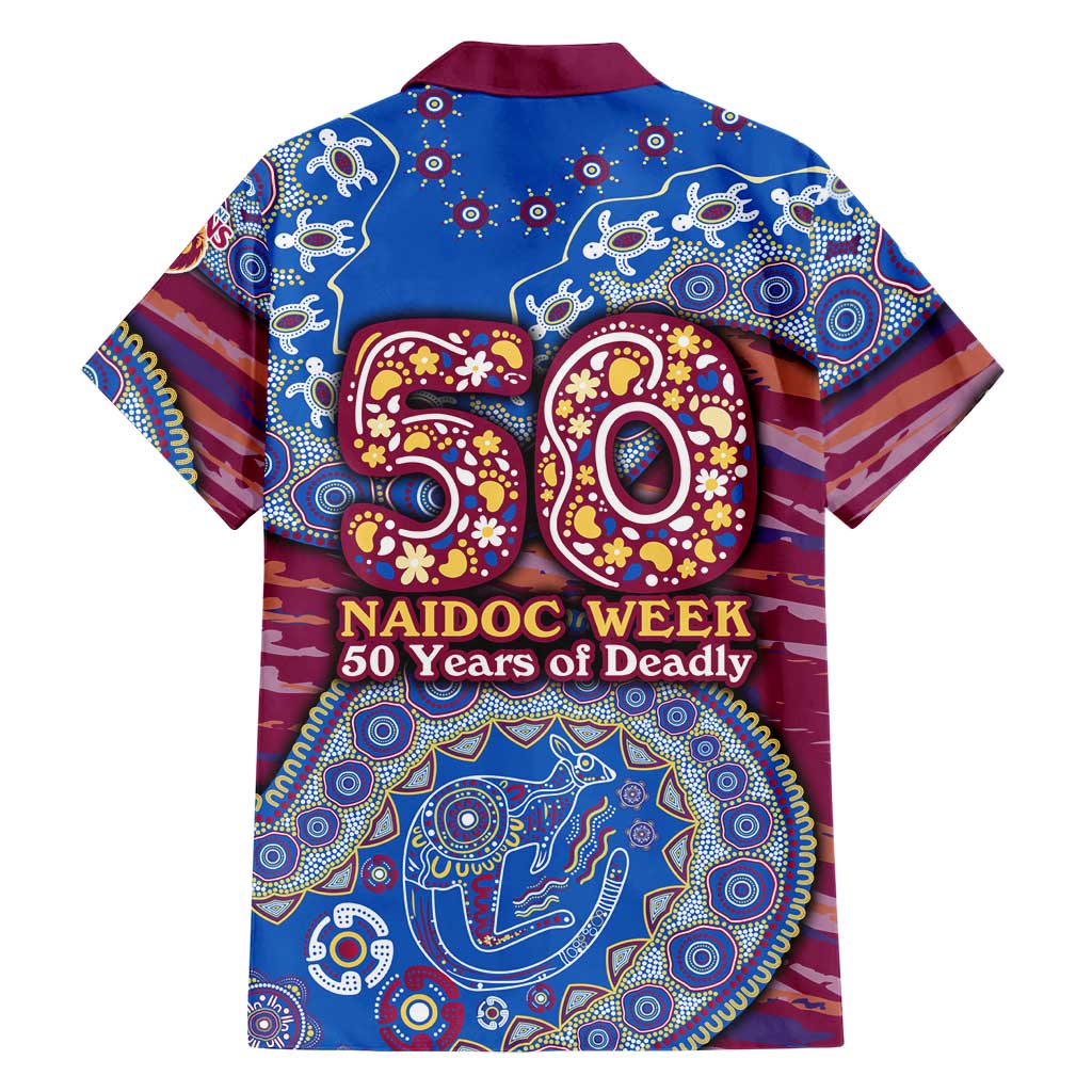 Brisbane Lions NAIDOC Week 2026 Family Matching Off Shoulder Short Dress and Hawaiian Shirt Australian Aboriginal Dot Art Dreamtime Pattern Style