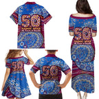 Brisbane Lions NAIDOC Week 2026 Family Matching Puletasi and Hawaiian Shirt Australian Aboriginal Dot Art Dreamtime Pattern Style