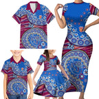 Brisbane Lions NAIDOC Week 2026 Family Matching Short Sleeve Bodycon Dress and Hawaiian Shirt Australian Aboriginal Dot Art Dreamtime Pattern Style