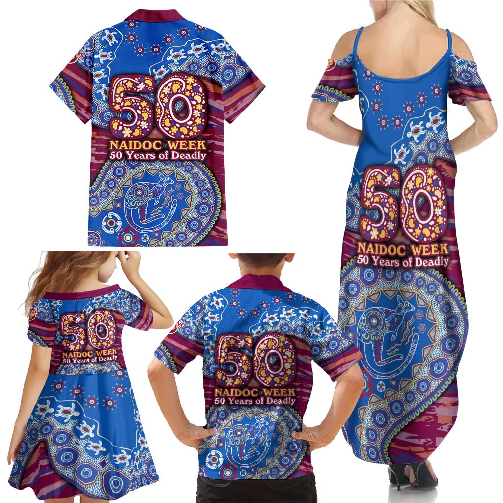 Brisbane Lions NAIDOC Week 2026 Family Matching Summer Maxi Dress and Hawaiian Shirt Australian Aboriginal Dot Art Dreamtime Pattern Style