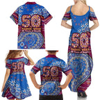 Brisbane Lions NAIDOC Week 2026 Family Matching Summer Maxi Dress and Hawaiian Shirt Australian Aboriginal Dot Art Dreamtime Pattern Style