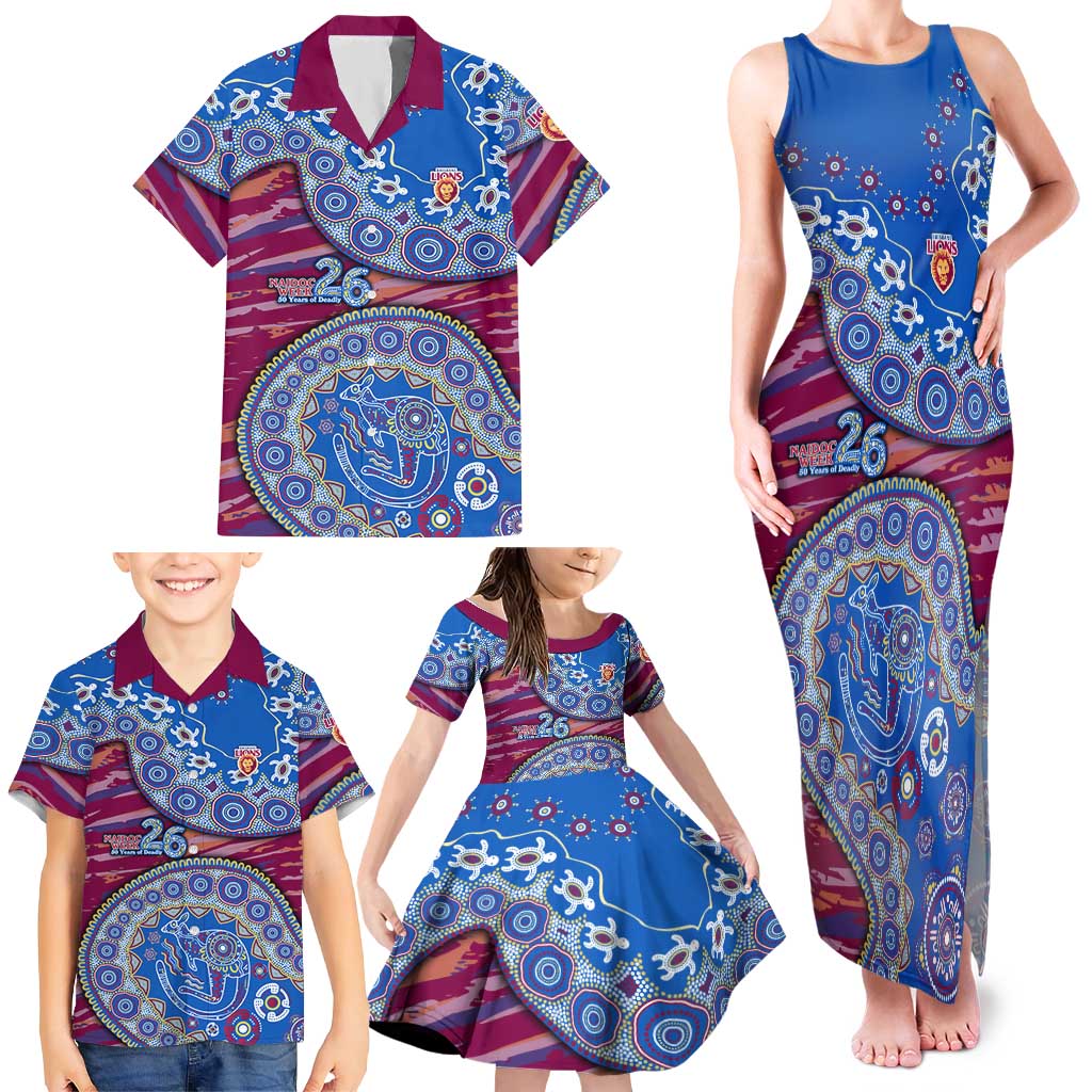 Brisbane Lions NAIDOC Week 2026 Family Matching Tank Maxi Dress and Hawaiian Shirt Australian Aboriginal Dot Art Dreamtime Pattern Style