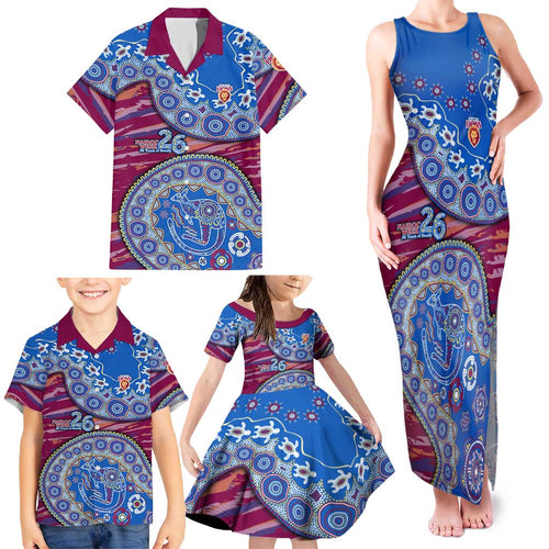 Brisbane Lions NAIDOC Week 2026 Family Matching Tank Maxi Dress and Hawaiian Shirt Australian Aboriginal Dot Art Dreamtime Pattern Style