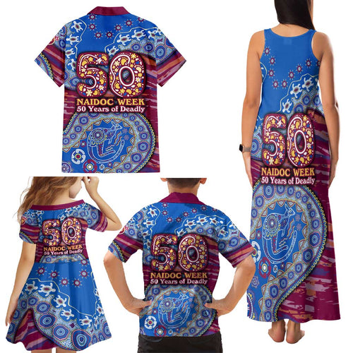 Brisbane Lions NAIDOC Week 2026 Family Matching Tank Maxi Dress and Hawaiian Shirt Australian Aboriginal Dot Art Dreamtime Pattern Style