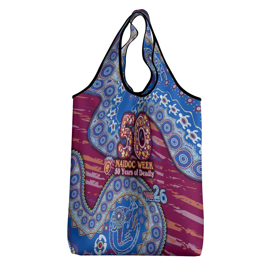 Brisbane Lions NAIDOC Week 2026 Grocery Bag Australian Aboriginal Dot Art Dreamtime Pattern Style