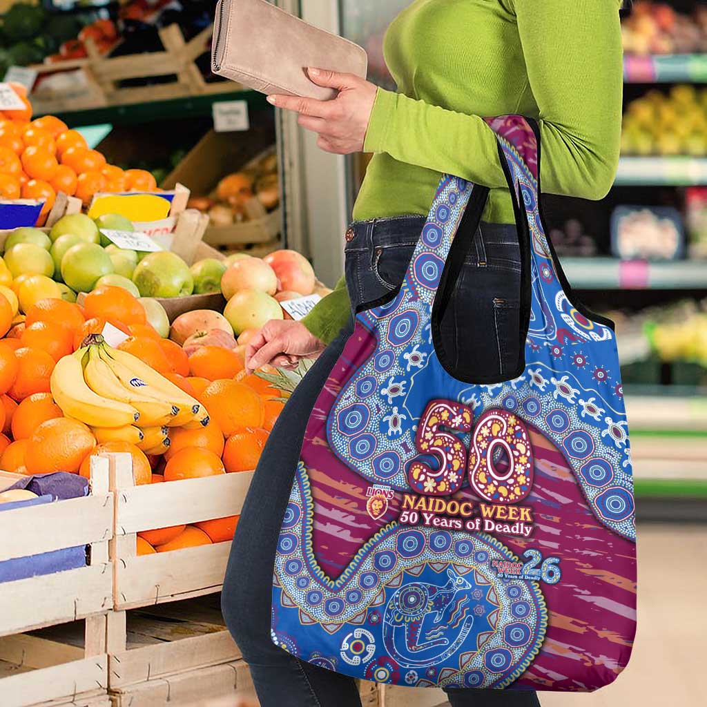 Brisbane Lions NAIDOC Week 2026 Grocery Bag Australian Aboriginal Dot Art Dreamtime Pattern Style