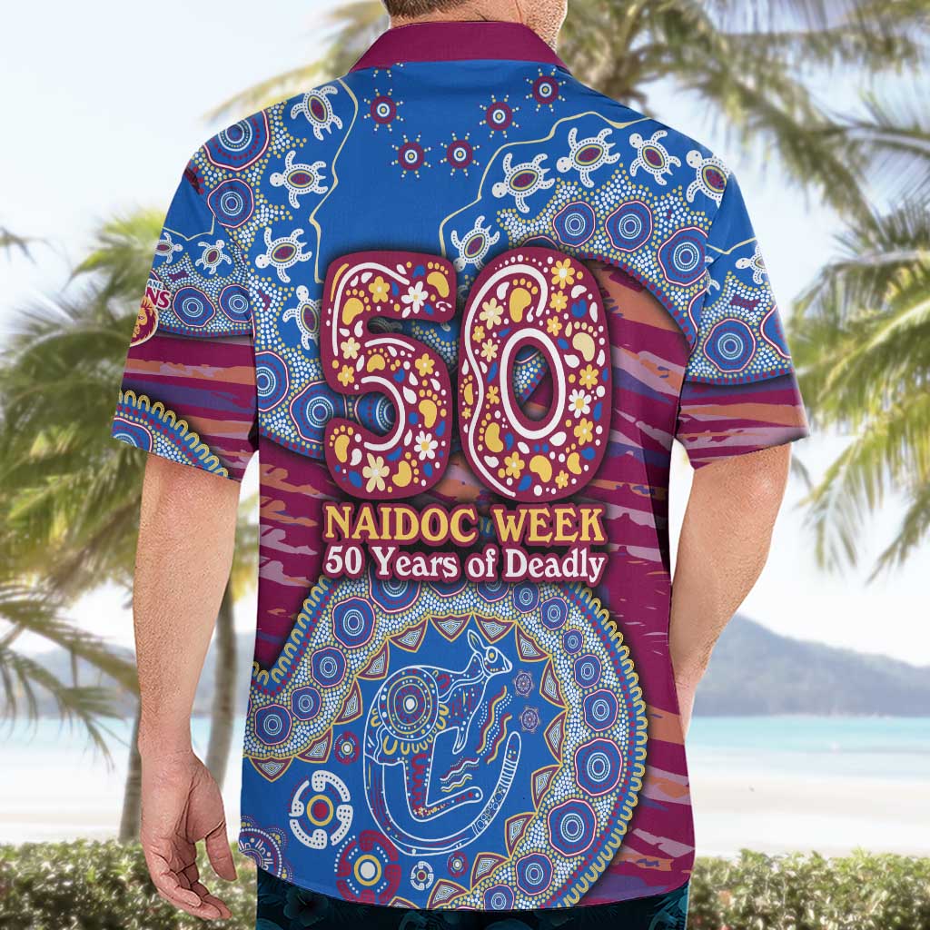 Brisbane Lions NAIDOC Week 2026 Hawaiian Shirt Australian Aboriginal Dot Art Dreamtime Pattern Style