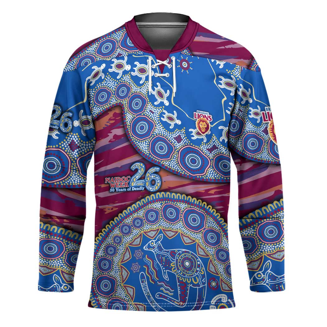 Brisbane Lions NAIDOC Week 2026 Hockey Jersey Australian Aboriginal Dot Art Dreamtime Pattern Style