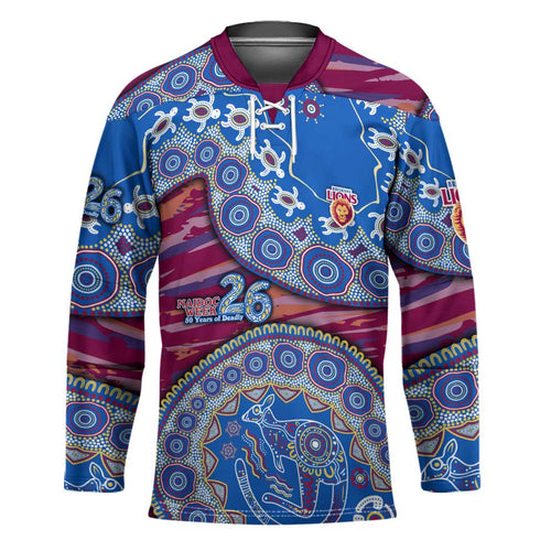 Brisbane Lions NAIDOC Week 2026 Hockey Jersey Australian Aboriginal Dot Art Dreamtime Pattern Style