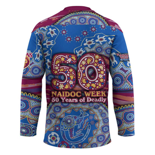 Brisbane Lions NAIDOC Week 2026 Hockey Jersey Australian Aboriginal Dot Art Dreamtime Pattern Style