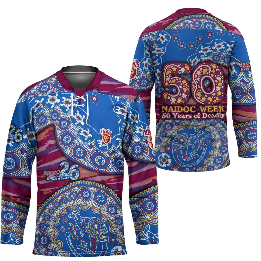 Brisbane Lions NAIDOC Week 2026 Hockey Jersey Australian Aboriginal Dot Art Dreamtime Pattern Style