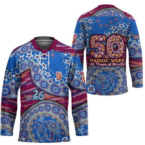 Brisbane Lions NAIDOC Week 2026 Hockey Jersey Australian Aboriginal Dot Art Dreamtime Pattern Style