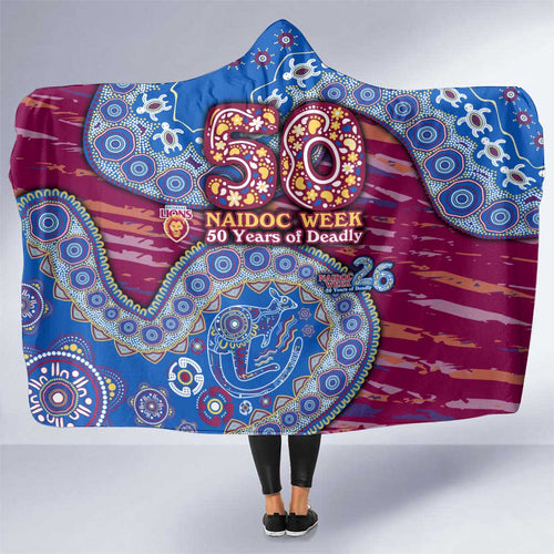 Brisbane Lions NAIDOC Week 2026 Hooded Blanket Australian Aboriginal Dot Art Dreamtime Pattern Style