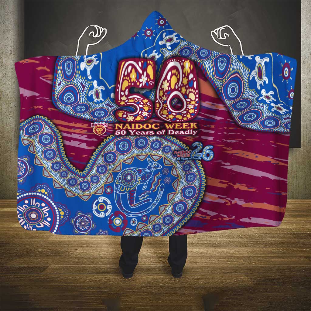 Brisbane Lions NAIDOC Week 2026 Hooded Blanket Australian Aboriginal Dot Art Dreamtime Pattern Style