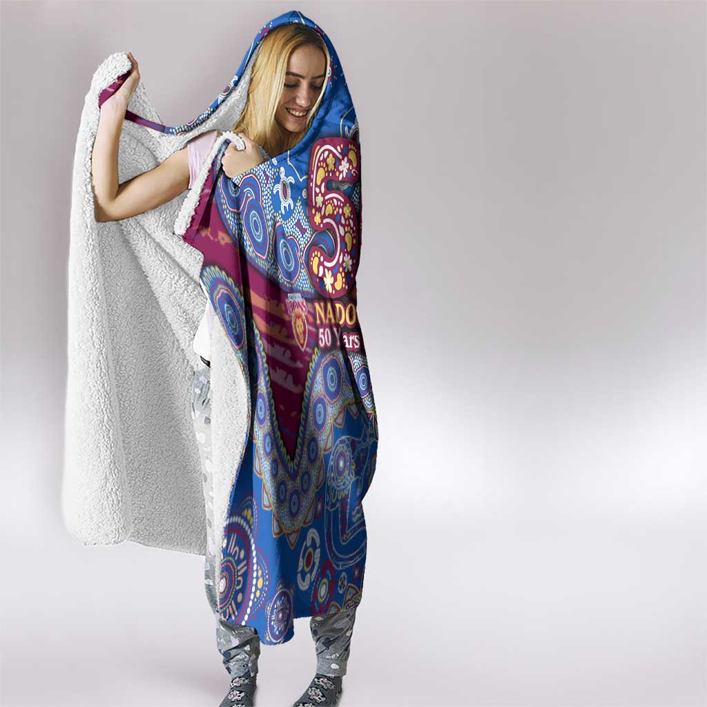 Brisbane Lions NAIDOC Week 2026 Hooded Blanket Australian Aboriginal Dot Art Dreamtime Pattern Style