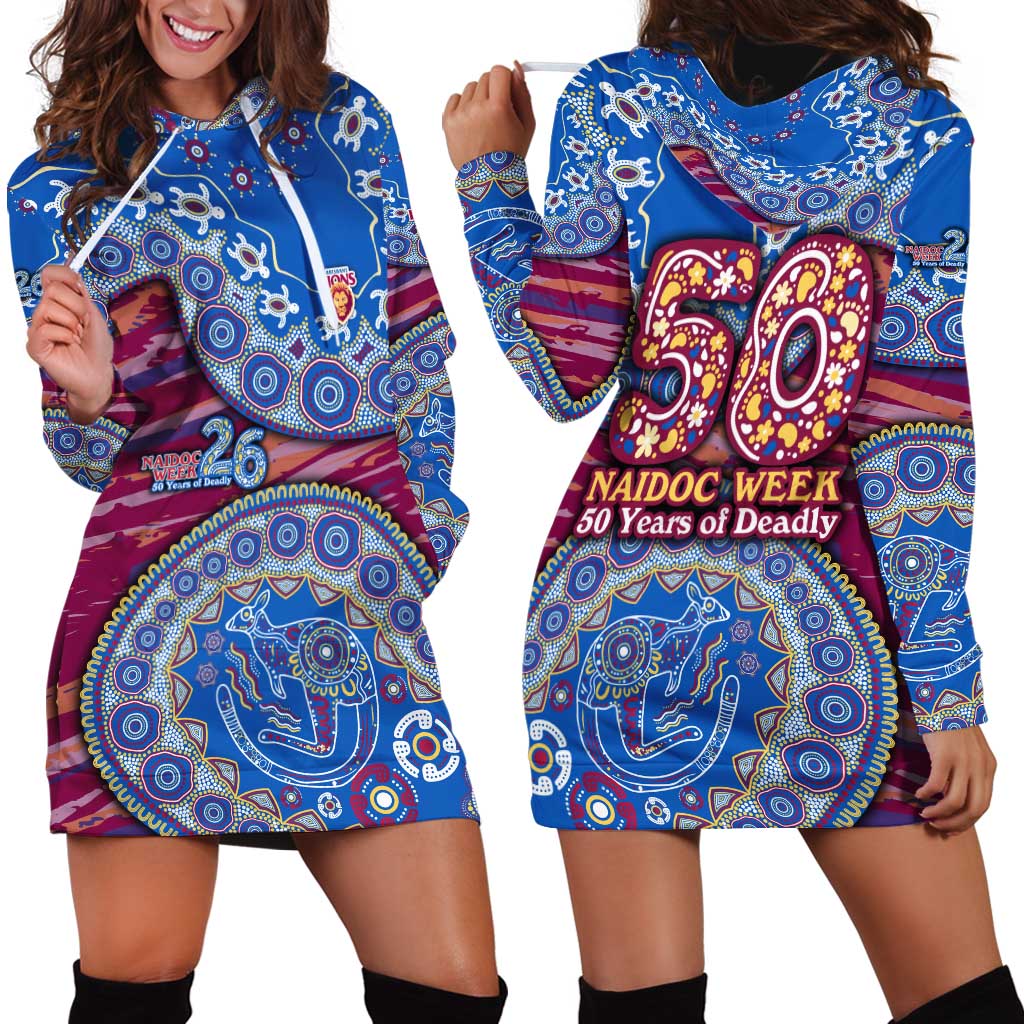 Brisbane Lions NAIDOC Week 2026 Hoodie Dress Australian Aboriginal Dot Art Dreamtime Pattern Style